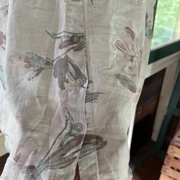 Boxy Linen Floral Women's Top S - Picture 7 of 11